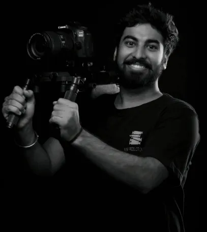 NJM collaborator holding a camera rig